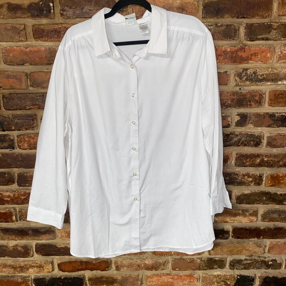 Roaman's Vintage White Long Sleeve Button Down Shirt Women's Size 1X